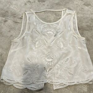 Brandy Melville sheer lace tank OS cream